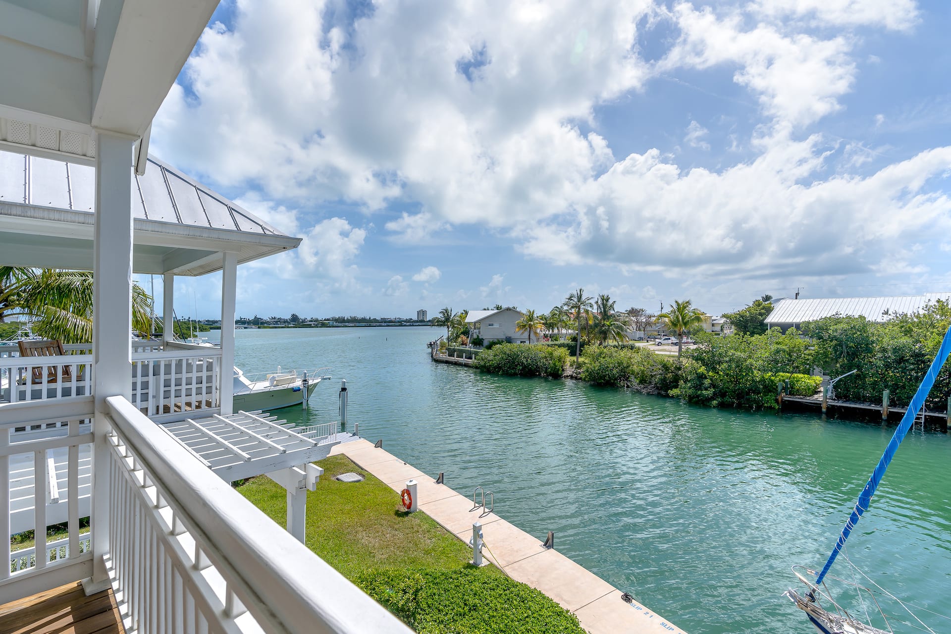 Waterfront view of the canal from the villa's balcony